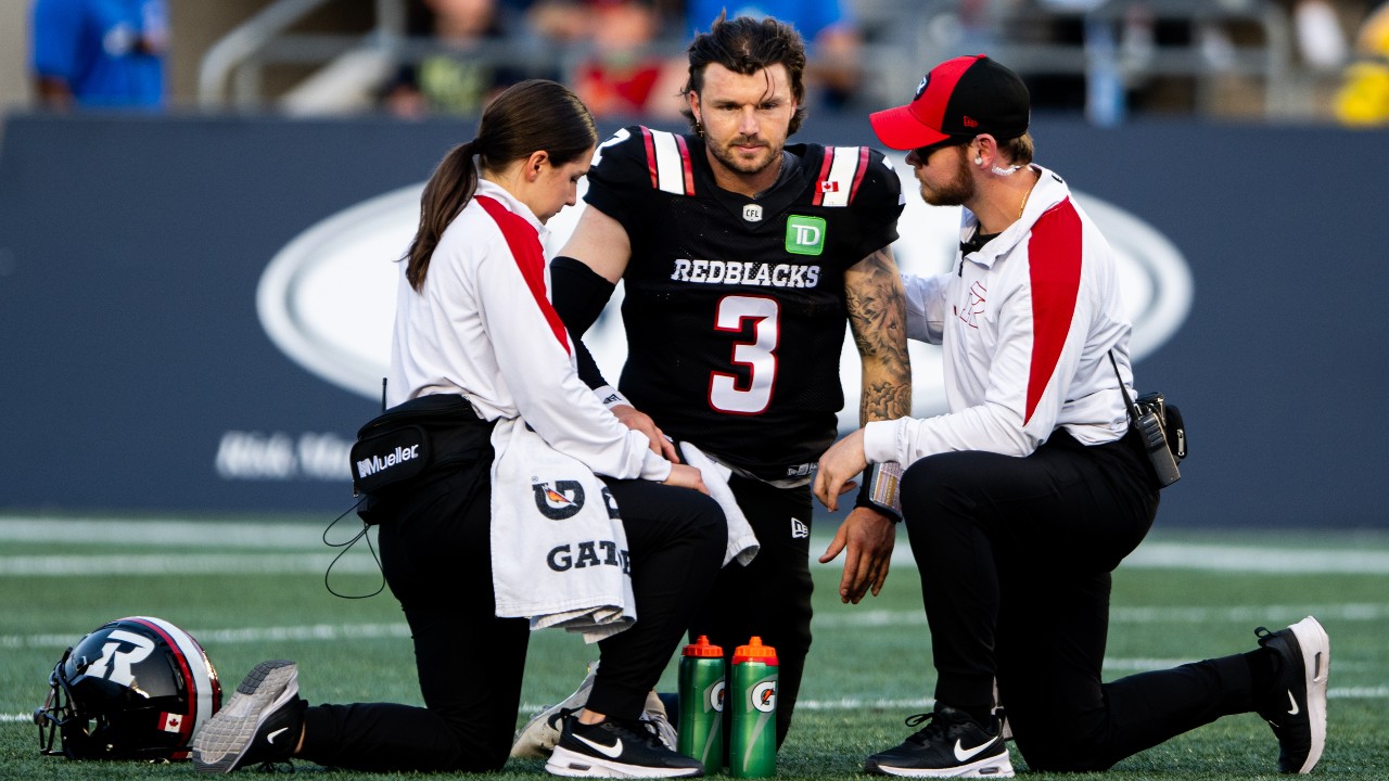 CFL fines Tiger-Cats defensive back Amos the maximum amount for hit on Ottawa quarterback Brown.